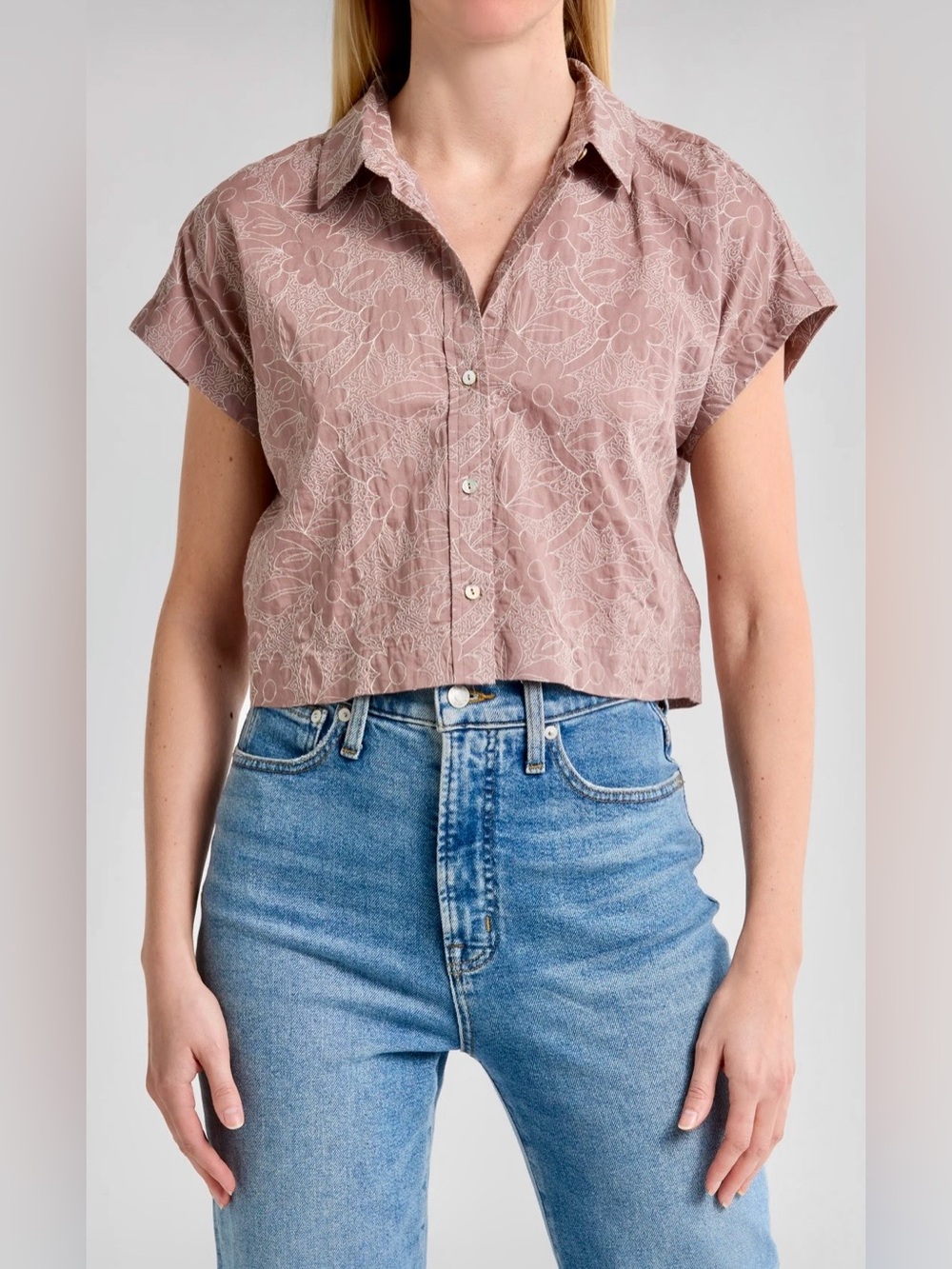 NWOT Madewell Cropped Dolman Sleeve Cotton Button-Up Shirt Women’s Size XS